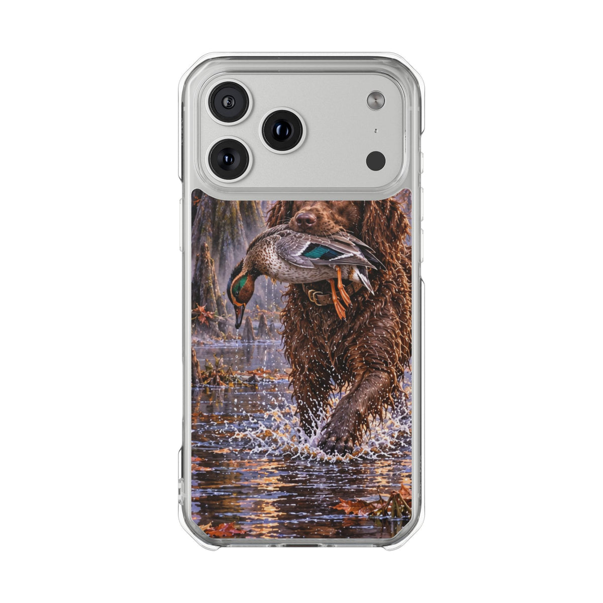 Clear Magnetic Phone Case — Boykin spaniel with Duck swamp