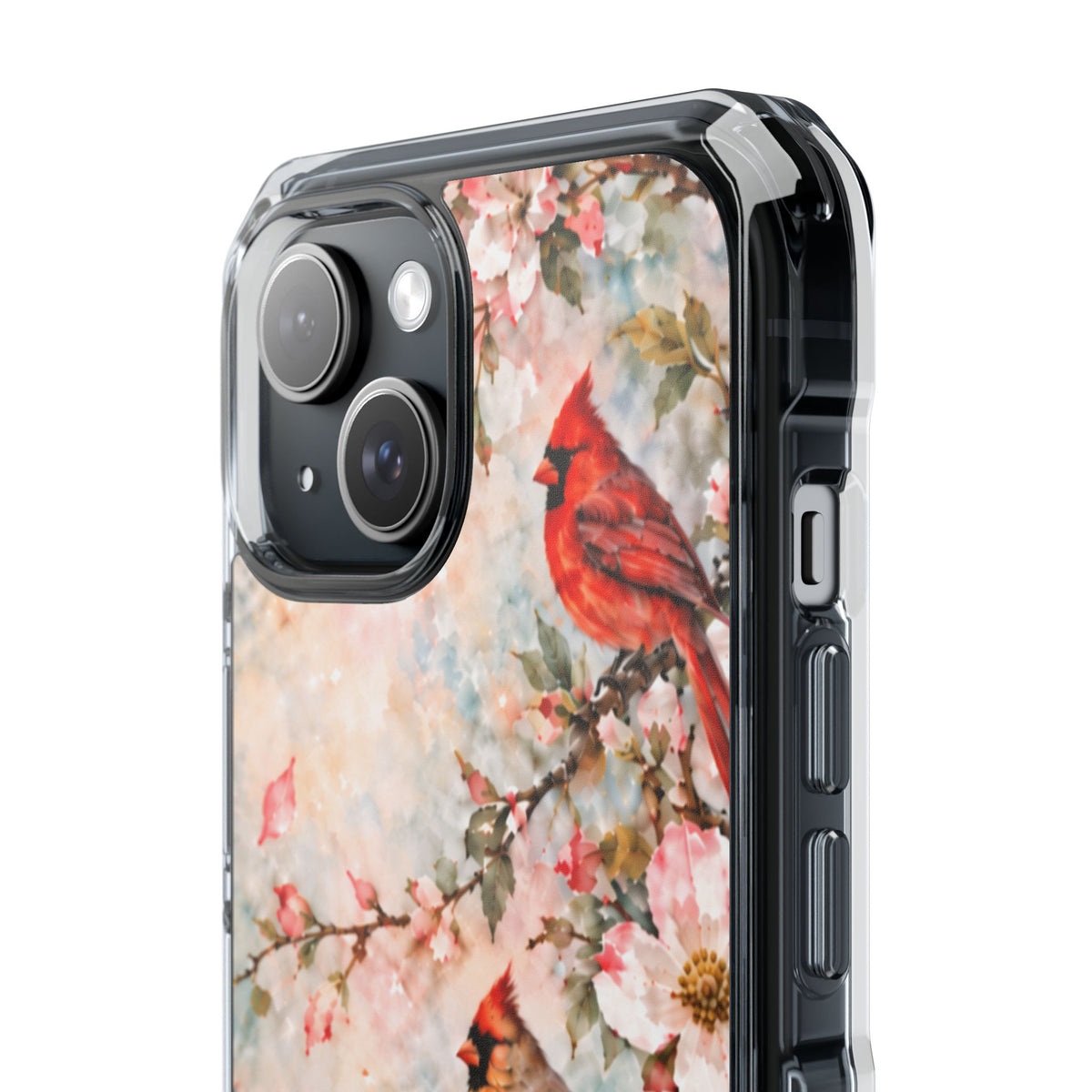 Clear Magnetic Phone Case — Cardinal Flock Scene