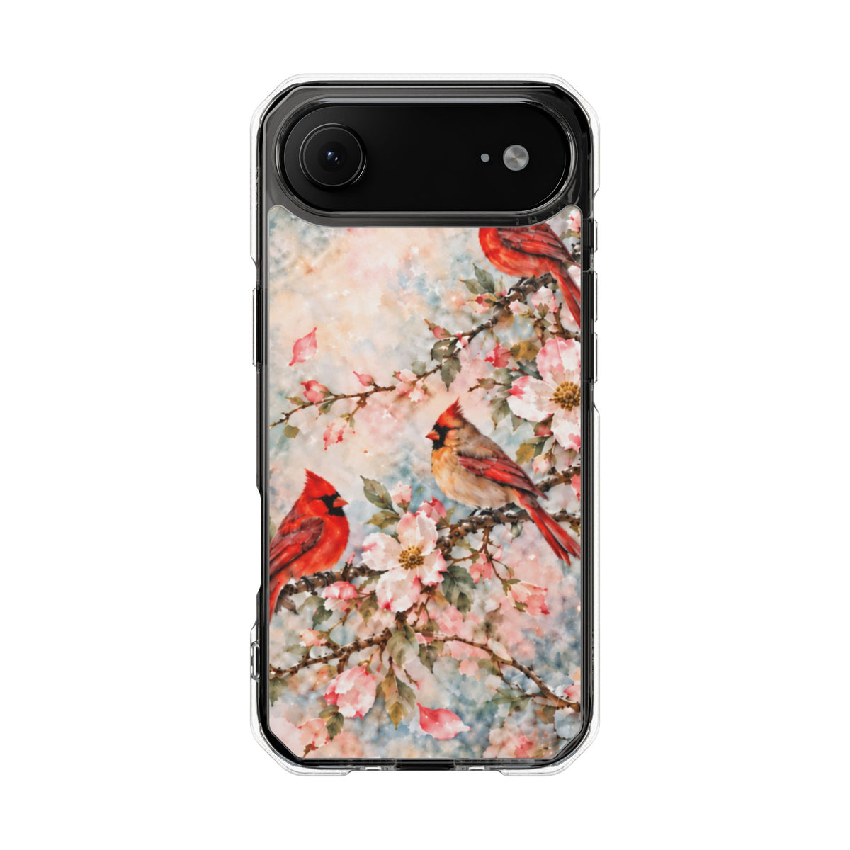 Clear Magnetic Phone Case — Cardinal Flock Scene