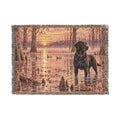 Labrador at Sunset Woven Blanket — Rustic Dog Lake Tapestry Throw