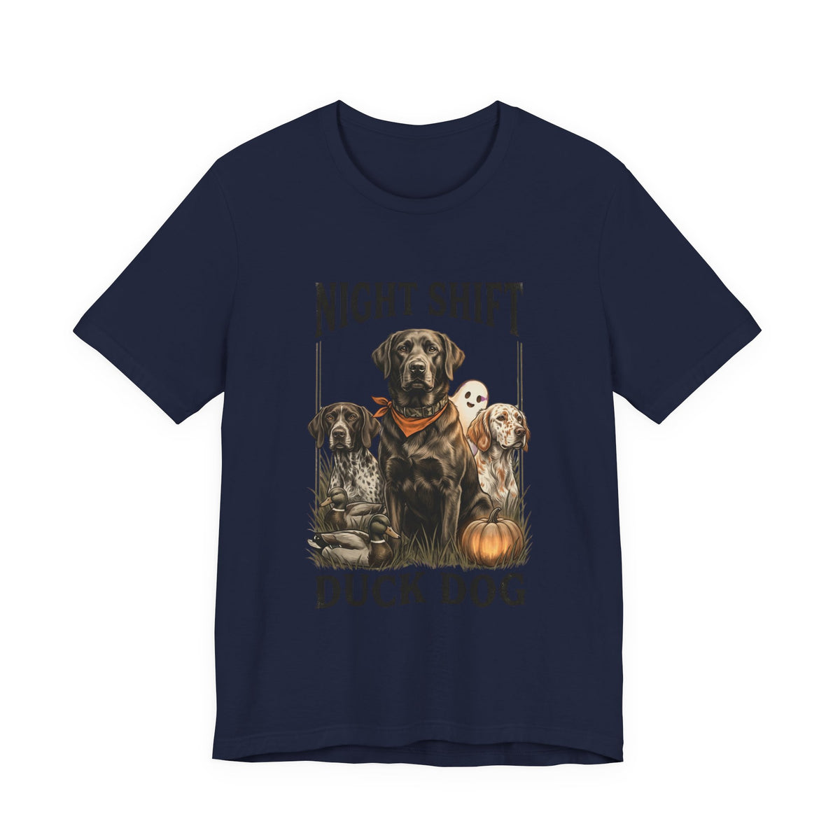 Night Shift Duck Dog T‑Shirt | Spooky Hunting, Retriever Graphic