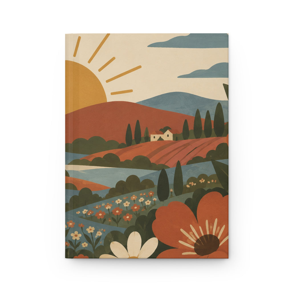 Hardcover Journal — Sunrise Wildflower Landscape Lined Notebook
