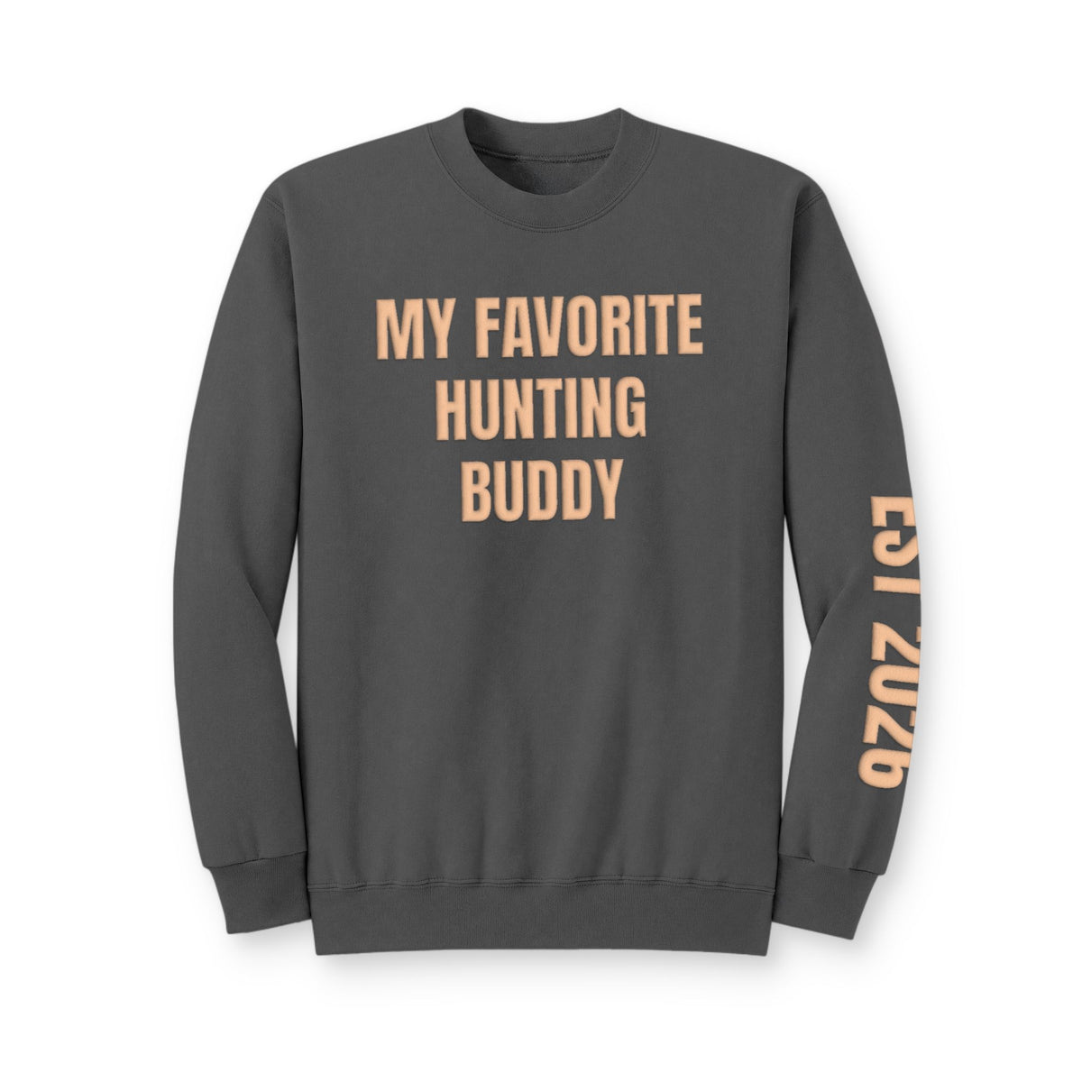Personalized Hunting Mama Sweatshirt, My Favorite Hunting Buddy, Hunter Orange Puff Sweatshirt, Custom Hunting Mom Gift