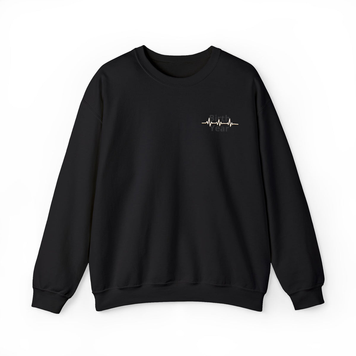 Birth Year Crewneck Sweatshirt — Personalized Vintage Heartbeat Design