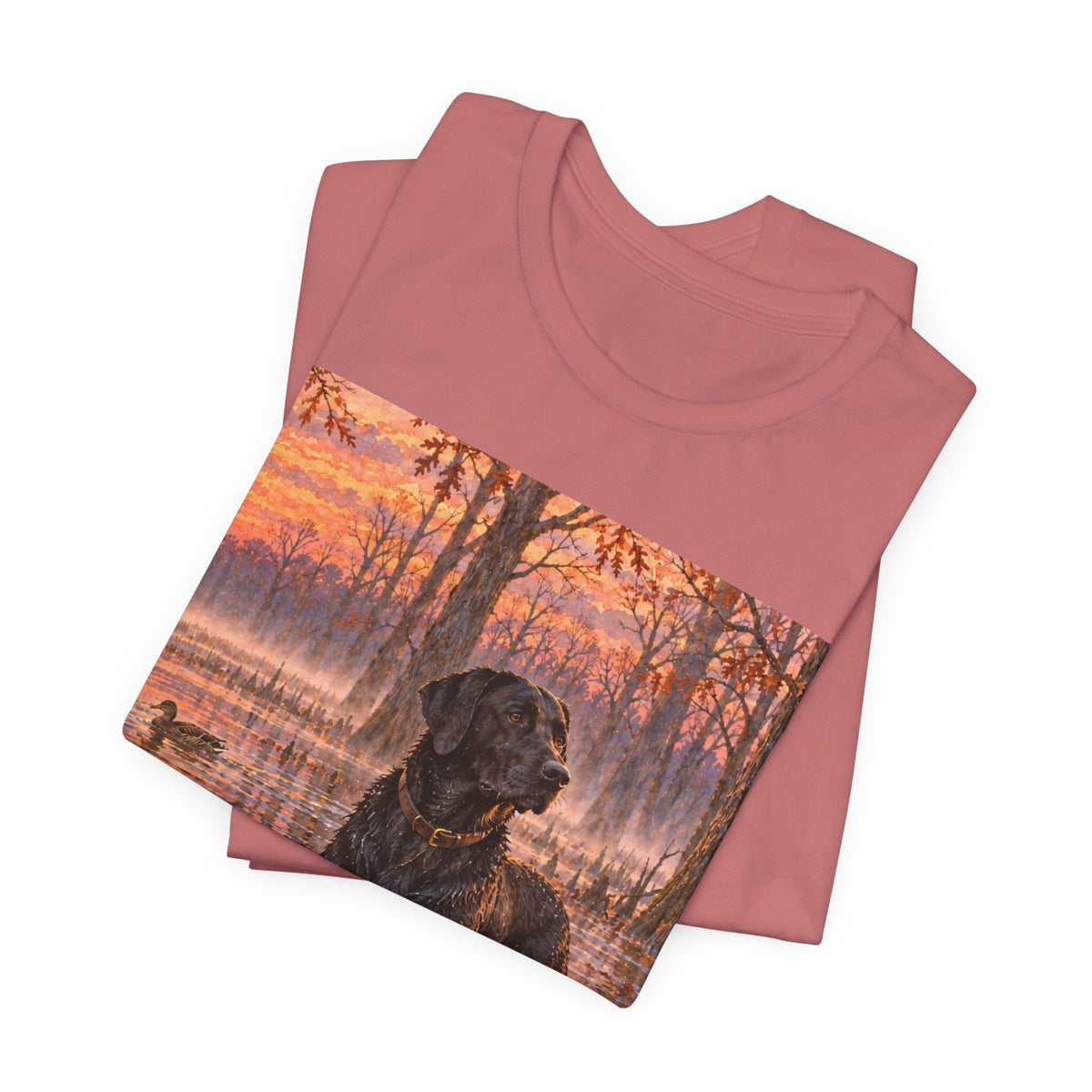 Sunset Bay Labrador Tee — Black Lab Dog Sunset Shirt
