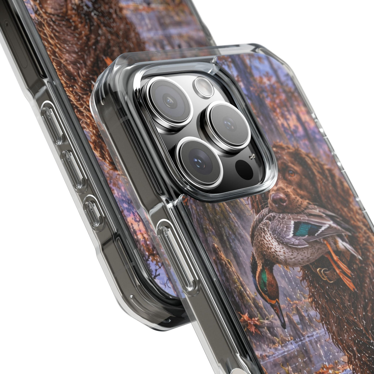 Clear Magnetic Phone Case — Boykin spaniel with Duck swamp