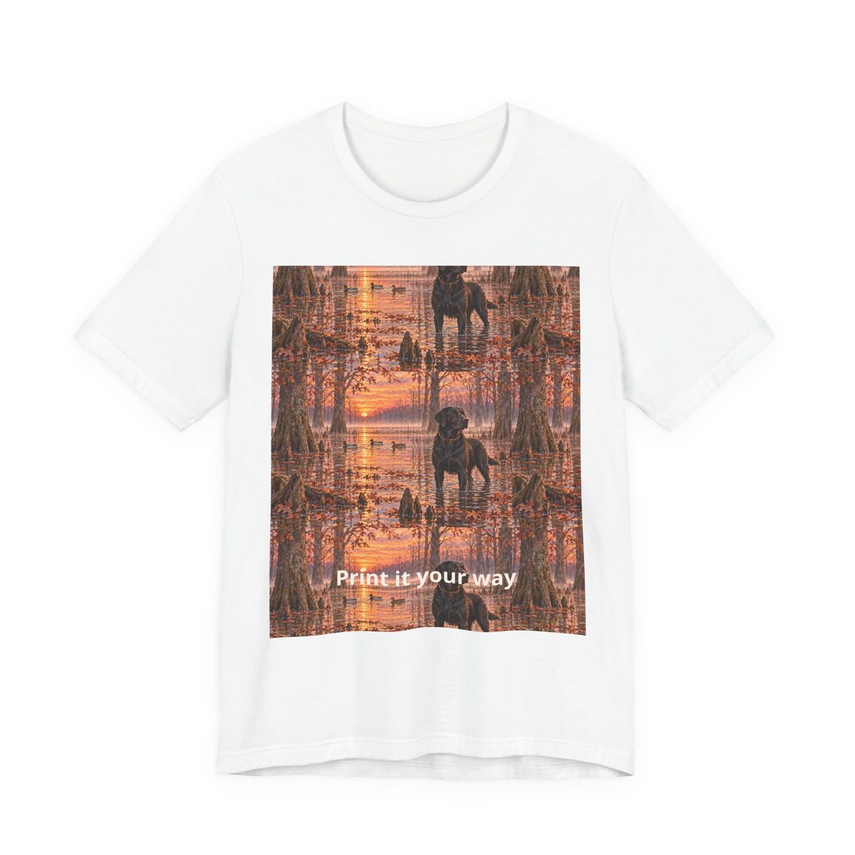 Graphic Tee — Mirrored Urban Sunset Print (“Print It Your Way”)