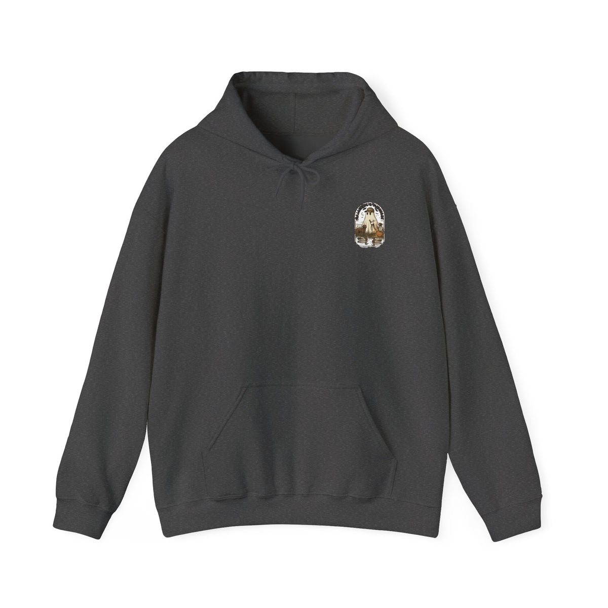 Ghost Retriever Illustration Hoodie | Spooky Hunting, Vintage Campfire