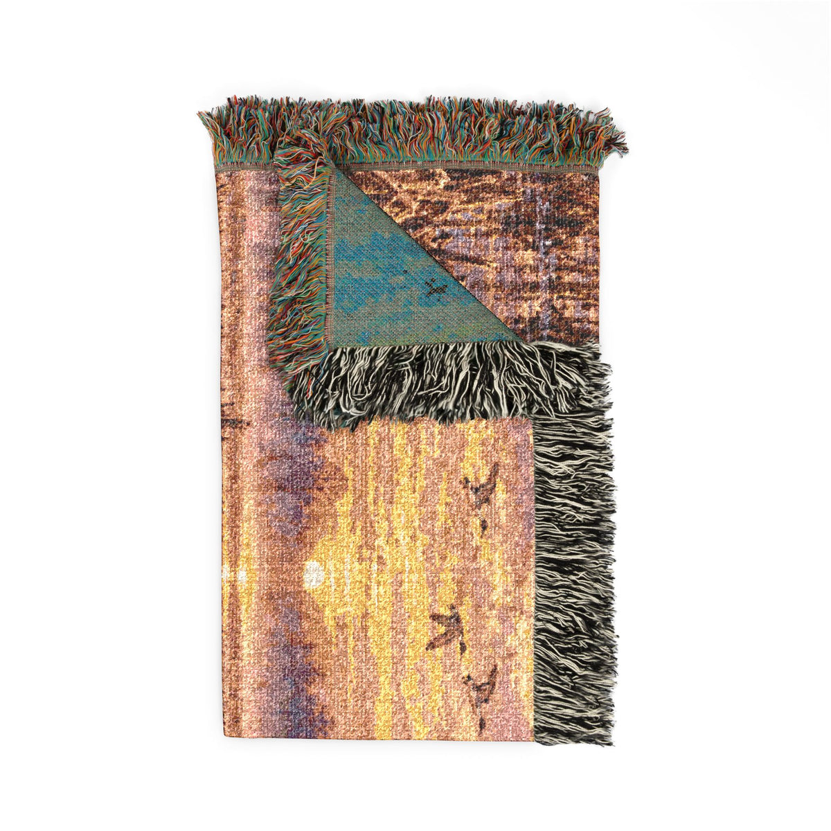 Duck Marsh Woven Blanket — Scenic Woodland Duck Hunting Throw with Lab