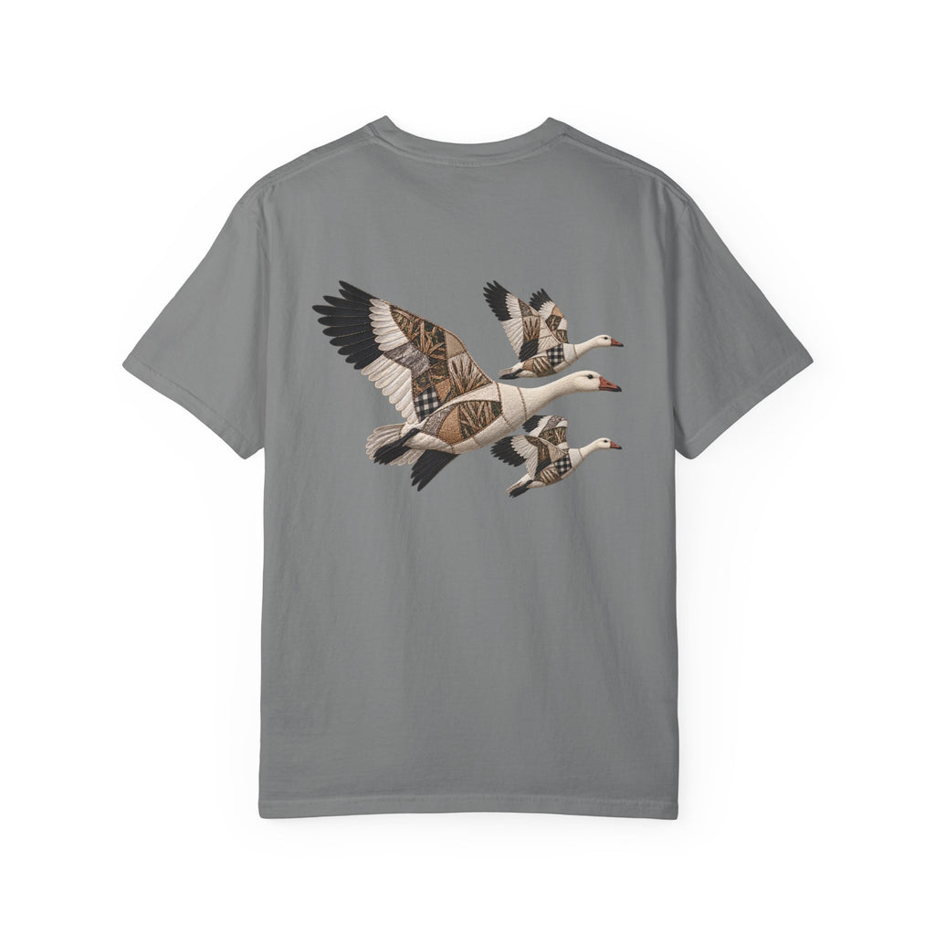 Faux Patchwork Snow Goose Shirt, Snow Geese Hunting T-Shirt, Arkansas Waterfowl Hunter Gift