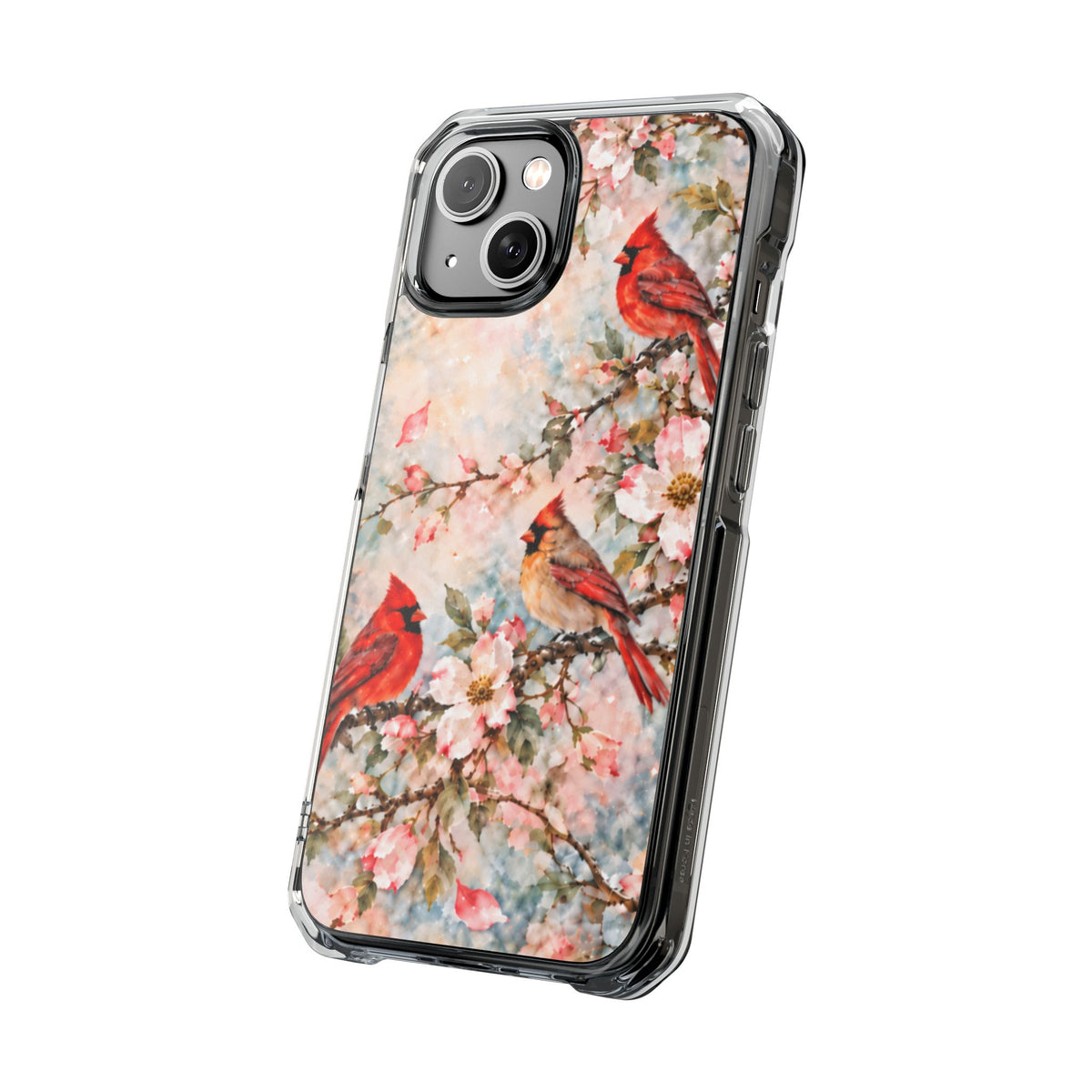 Clear Magnetic Phone Case — Cardinal Flock Scene