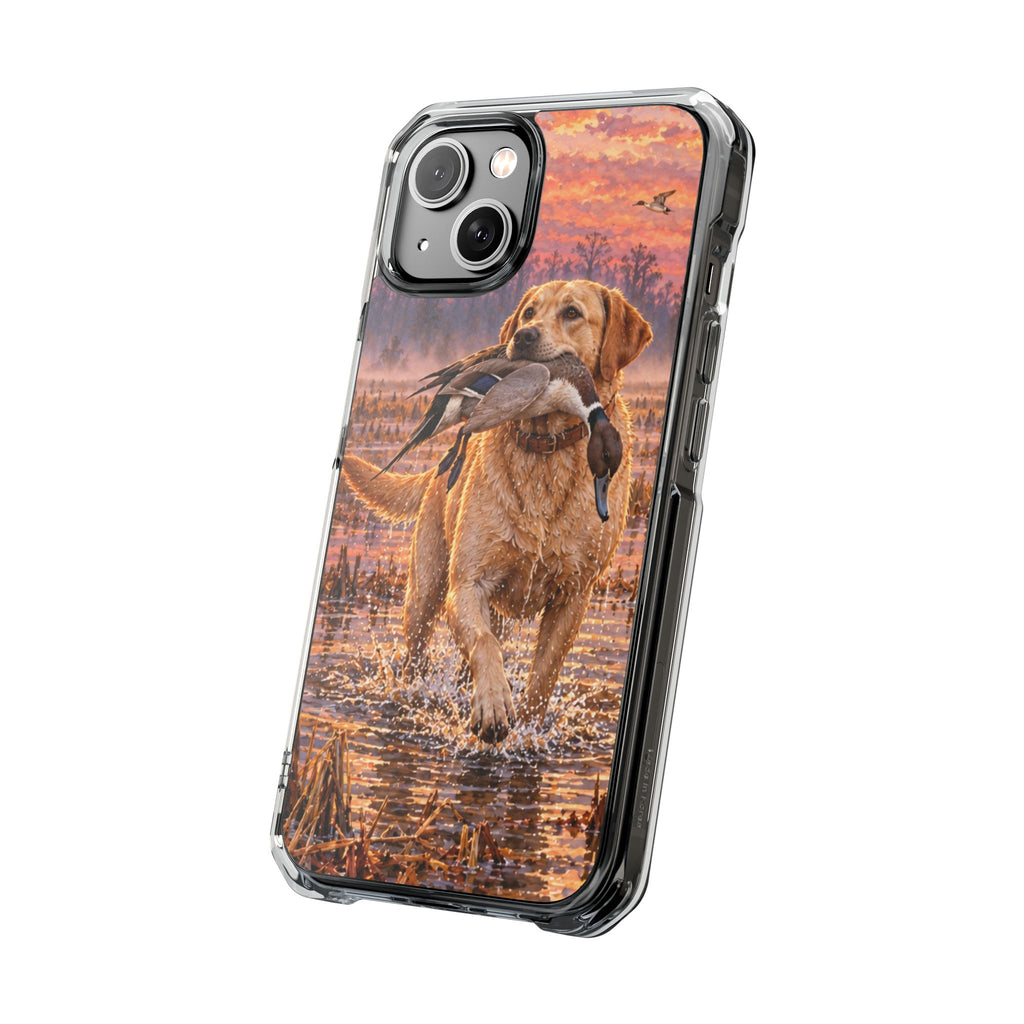 Clear Magnetic Phone Case — Lab with Duck swamp