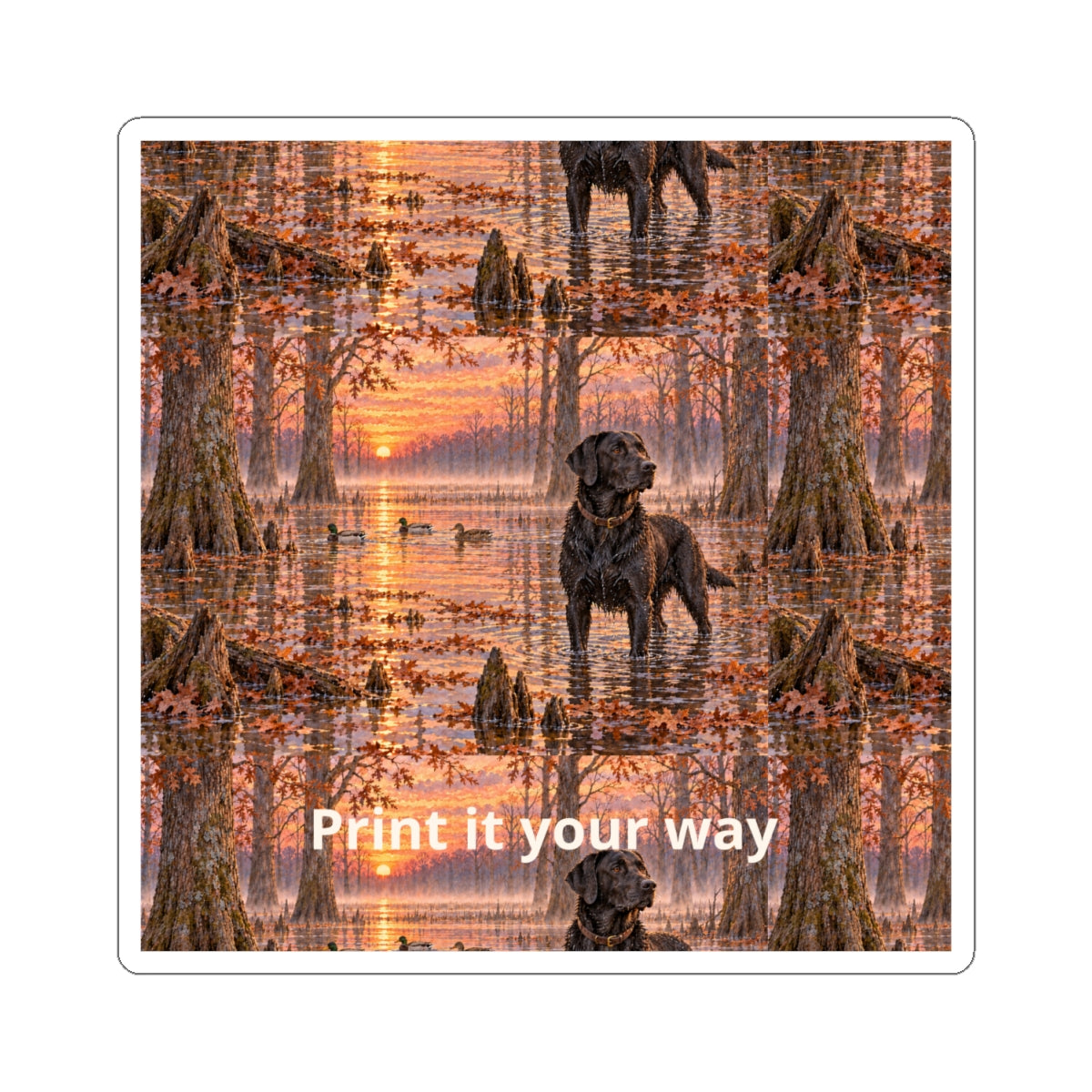 Black Lab Sunset Sticker — Scenic Dog Kiss-Cut Vinyl Sticker