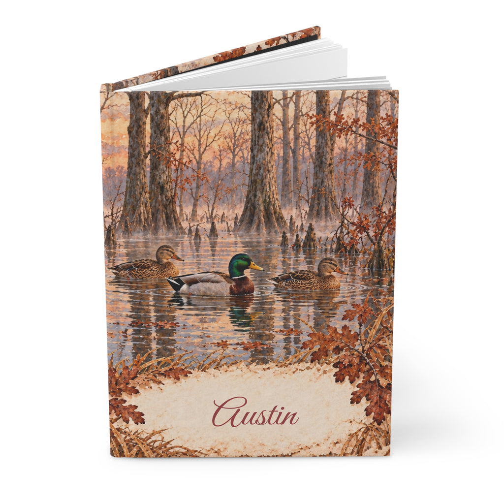 Autumn Duck Pond Hardcover Journal — Personalized Lined Notebook