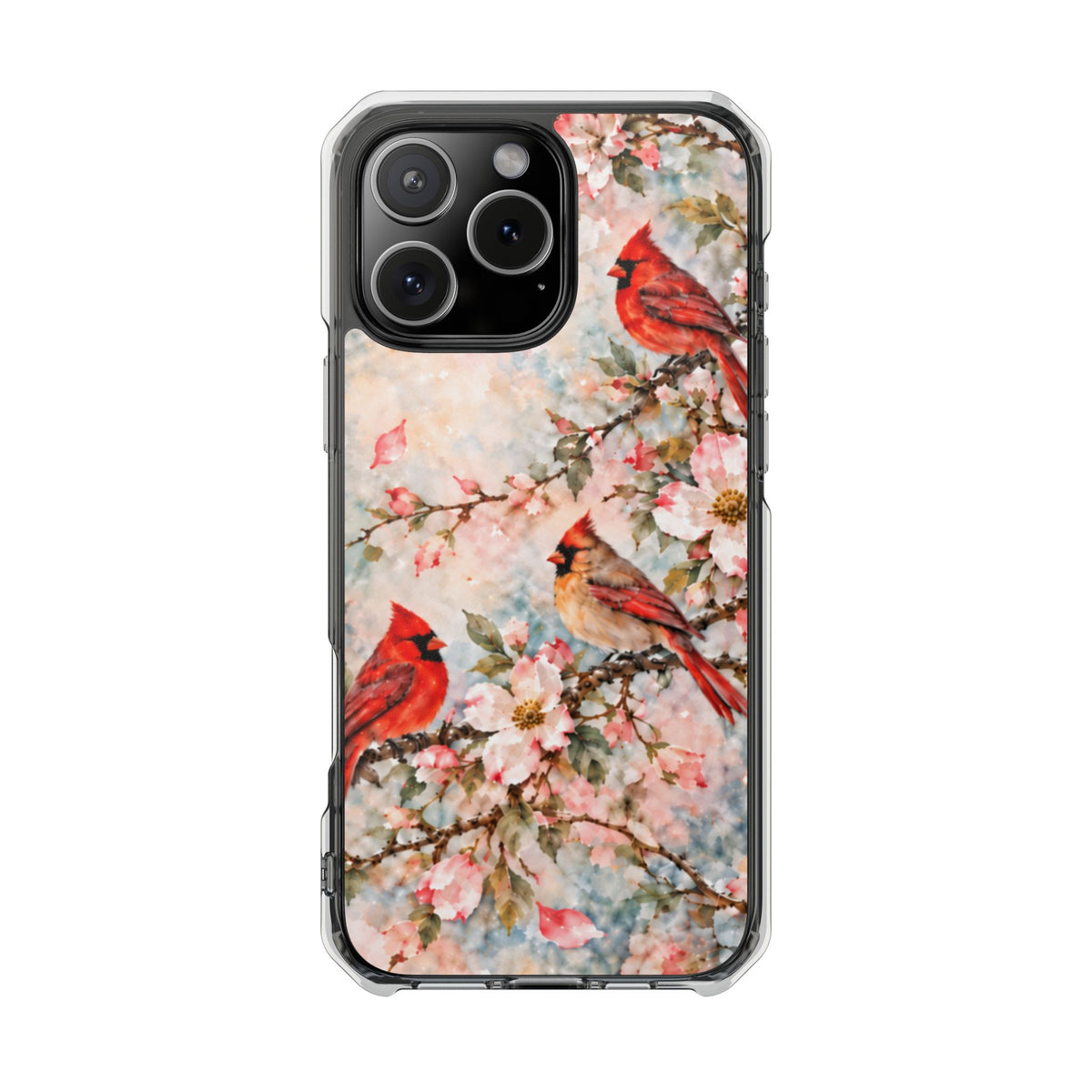 Clear Magnetic Phone Case — Cardinal Flock Scene