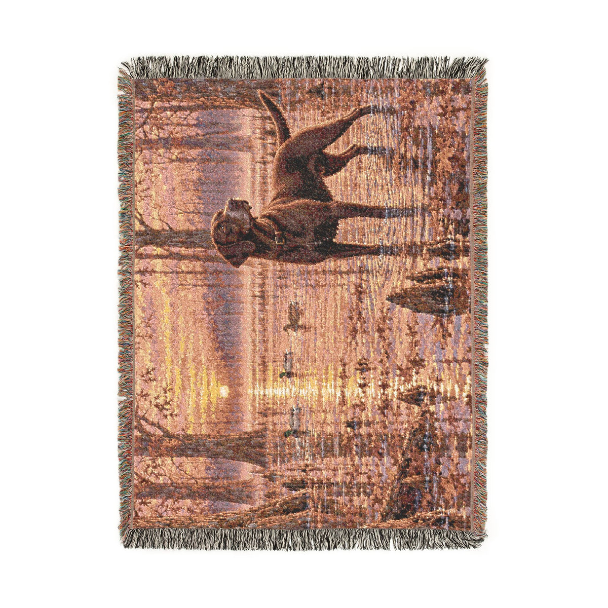 Sunset Marsh Woven Blanket — Chocolate Lab Lakeside Throw