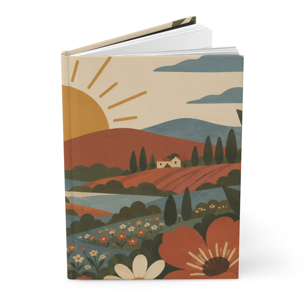 Hardcover Journal — Sunrise Wildflower Landscape Lined Notebook