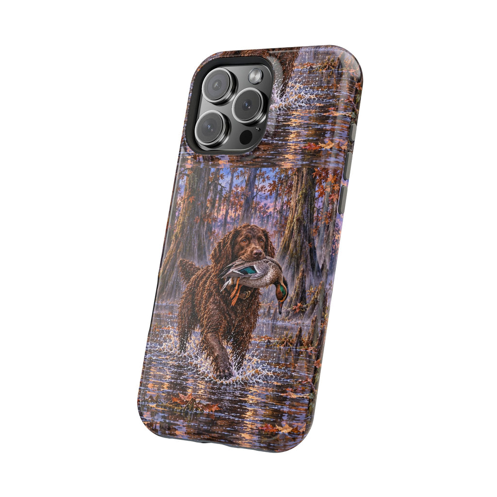 Clear Magnetic Phone Case — Boykin spaniel with Duck swamp