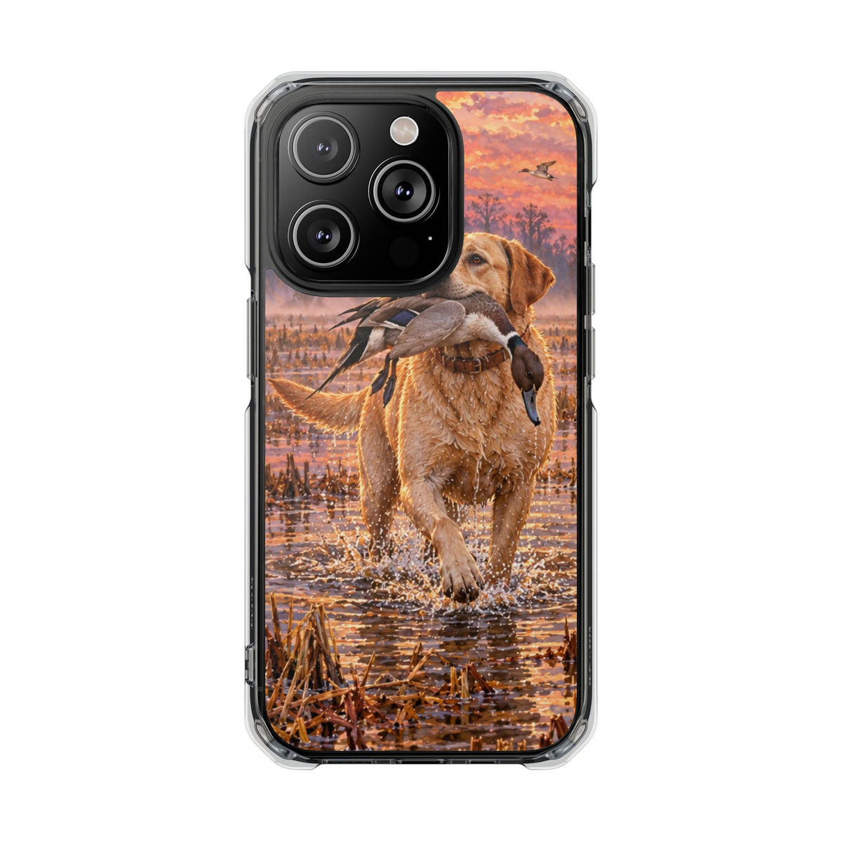 Clear Magnetic Phone Case — Lab in swamp with duck