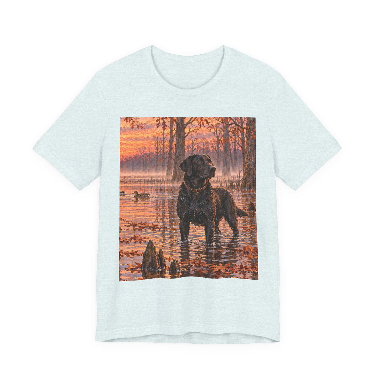 Sunset Bay Labrador Tee — Black Lab Dog Sunset Shirt