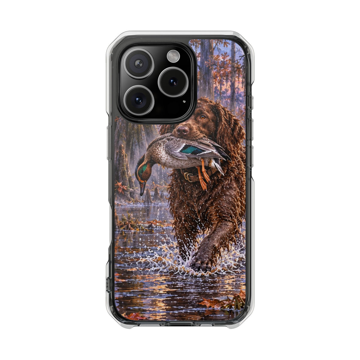 Clear Magnetic Phone Case — Boykin spaniel with Duck swamp