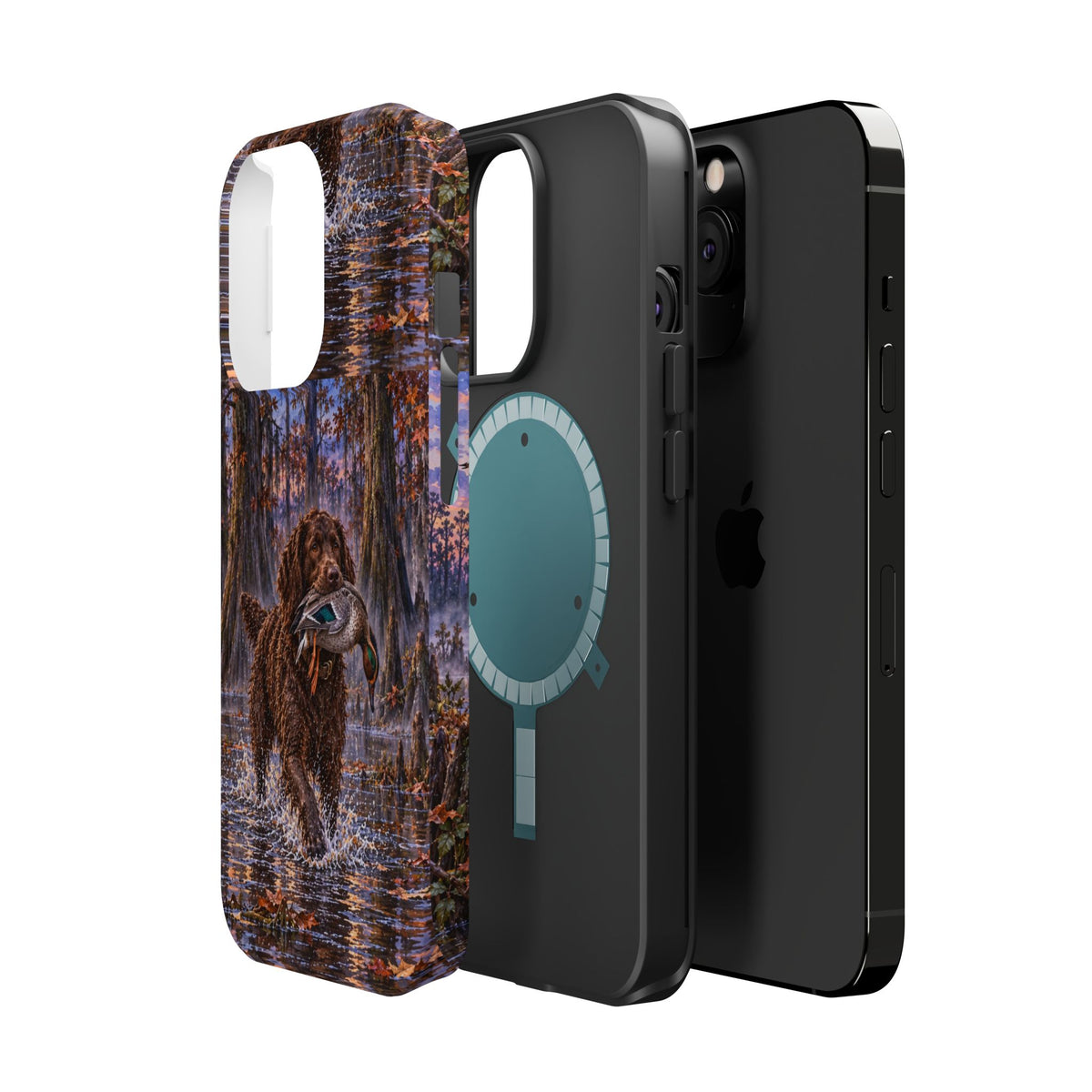 Clear Magnetic Phone Case — Boykin spaniel with Duck swamp