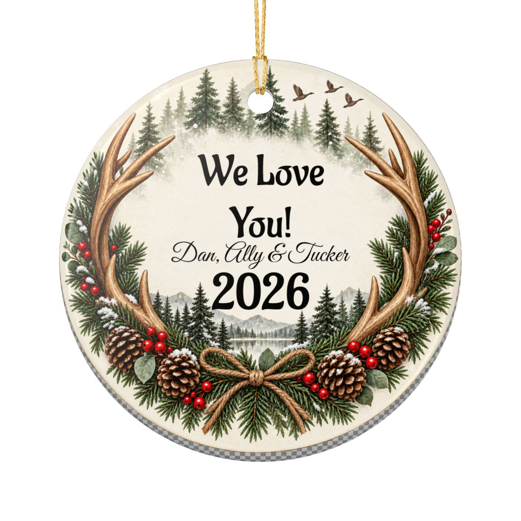 Personalized Christmas Ornament, Custom Name Family Keepsake, Hunter Ornament, Christmas Gift for Family, Friends or Memorial