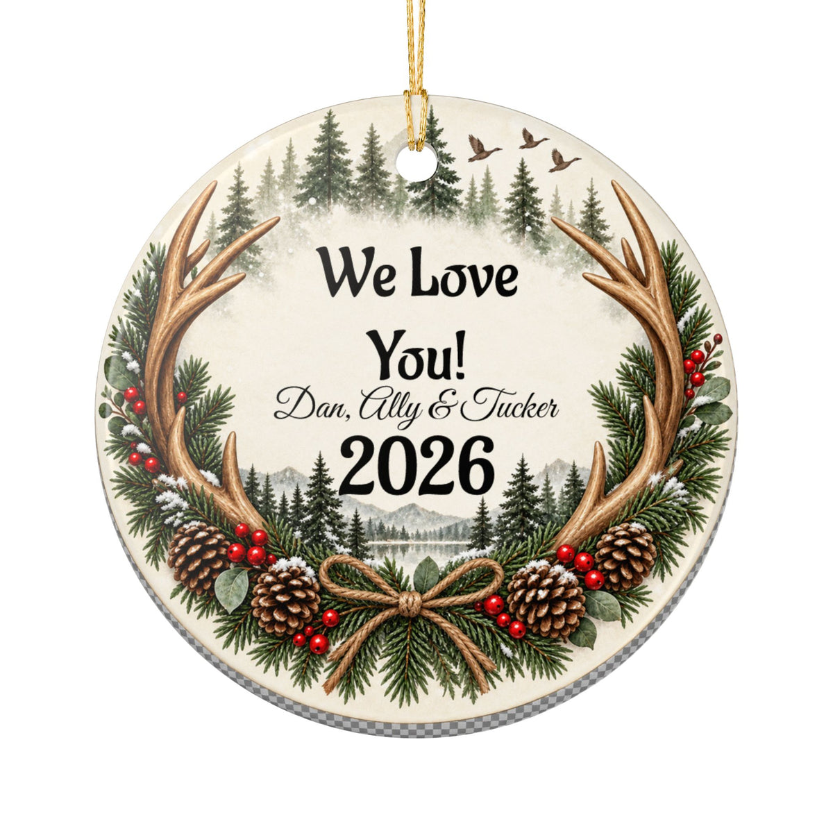 Personalized Christmas Ornament, Custom Name Family Keepsake, Hunter Ornament, Christmas Gift for Family, Friends or Memorial