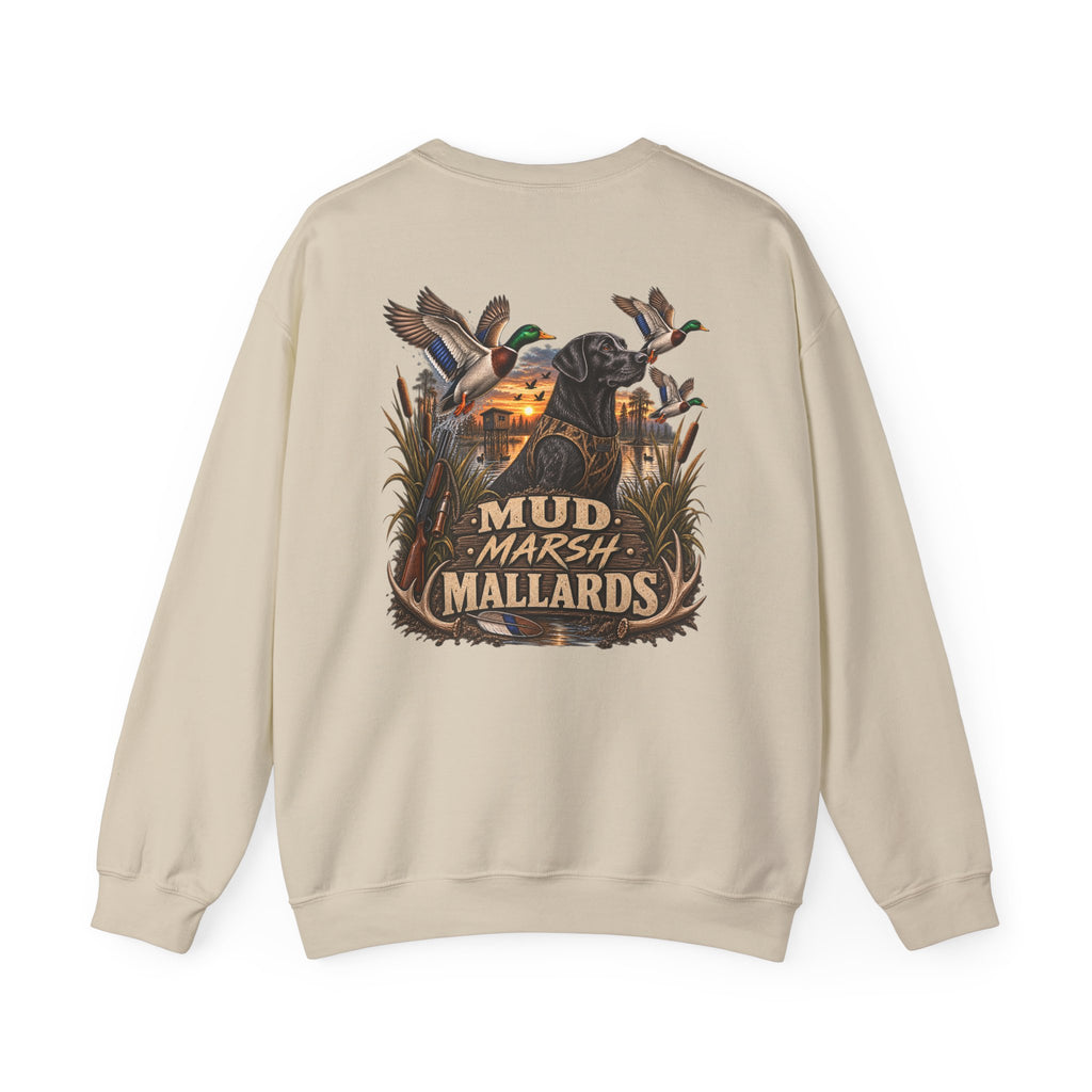 Mallard Duck Crewneck Sweatshirt — "Mud Marsh Mallards" Waterfowl Hunting Pullover