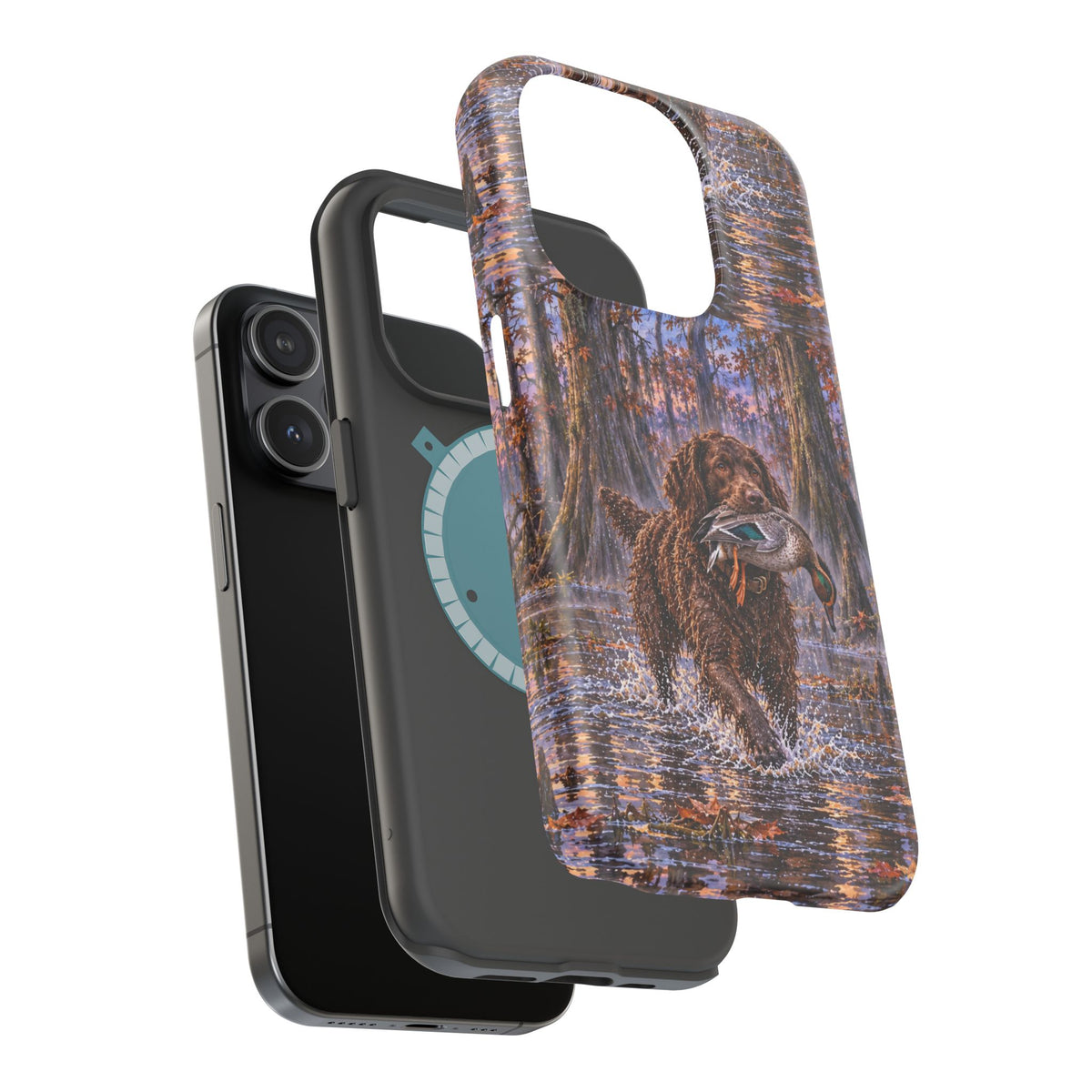 Clear Magnetic Phone Case — Boykin spaniel with Duck swamp