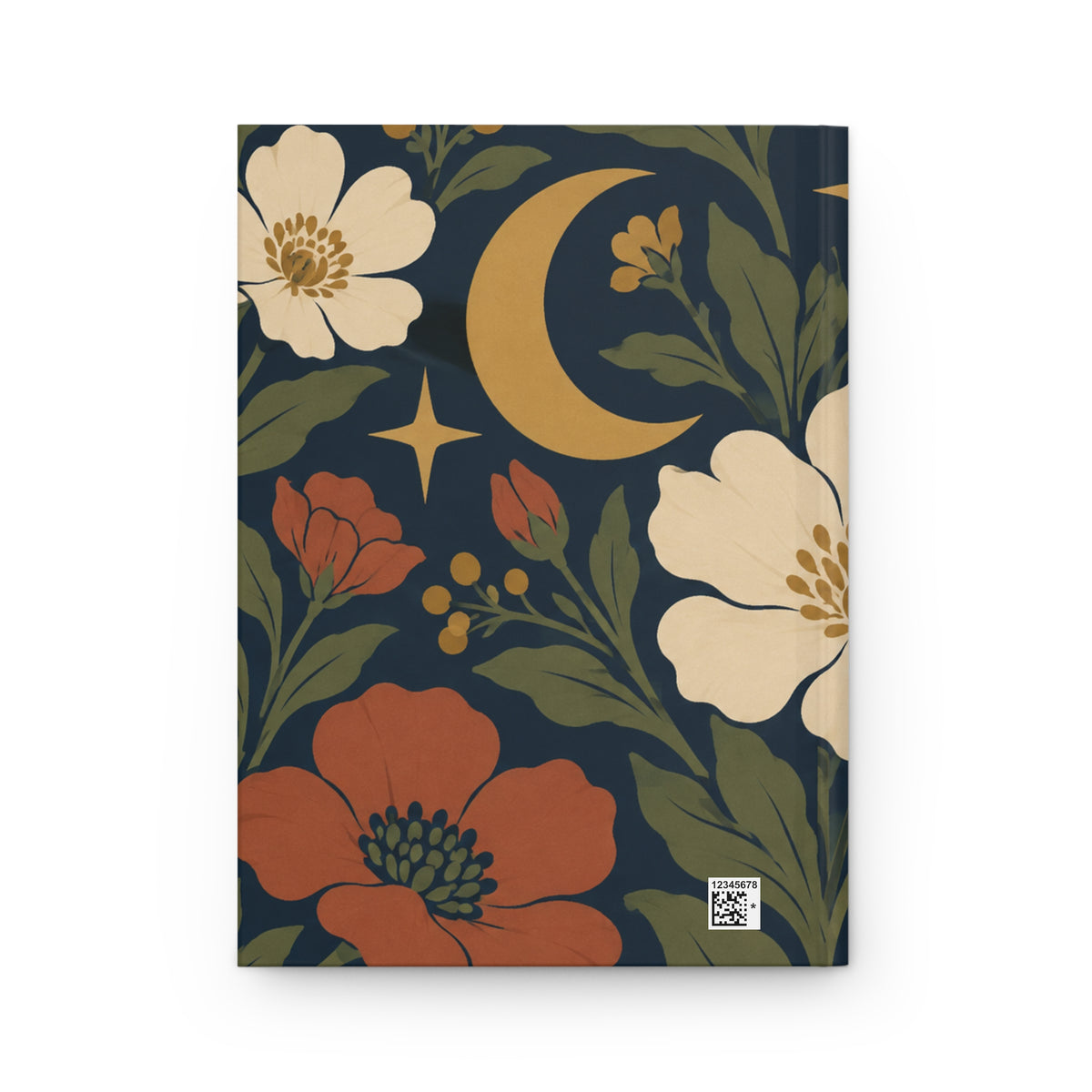 Floral Moon Hardcover Journal — Lined Botanical Notebook for Notes & Dreaming