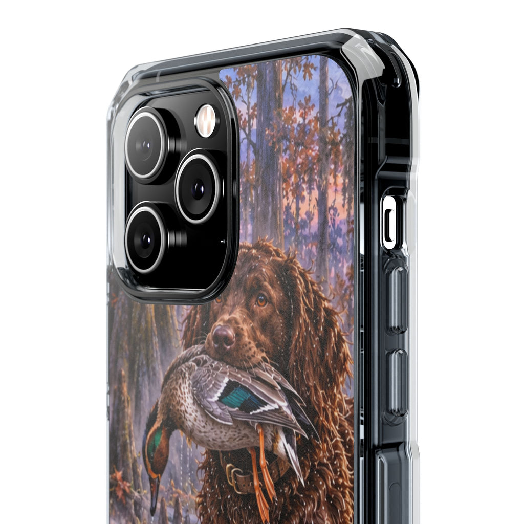 Clear Magnetic Phone Case — Boykin spaniel with Duck swamp