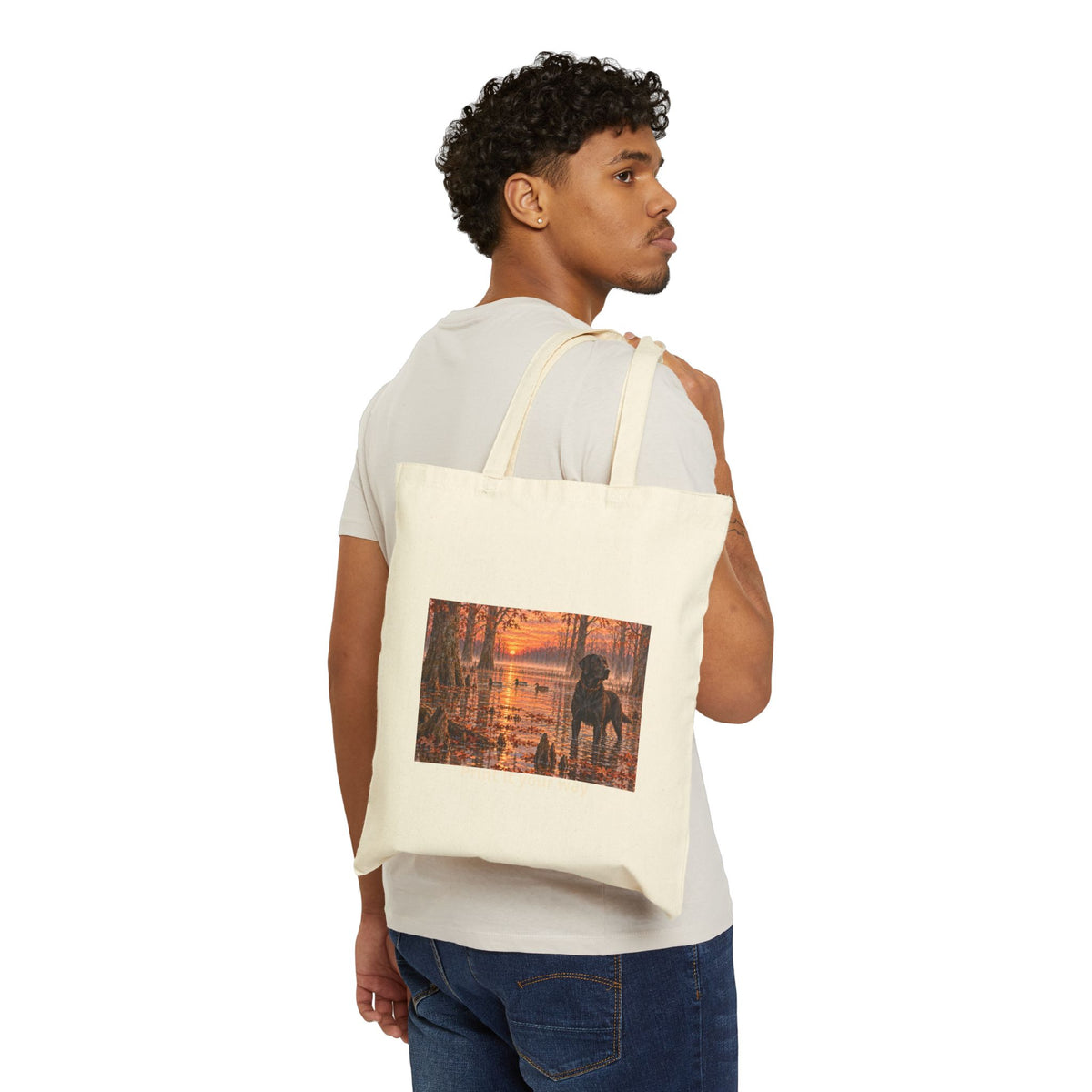 Tote Bag - Sunset Dog Silhouette Canvas Tote