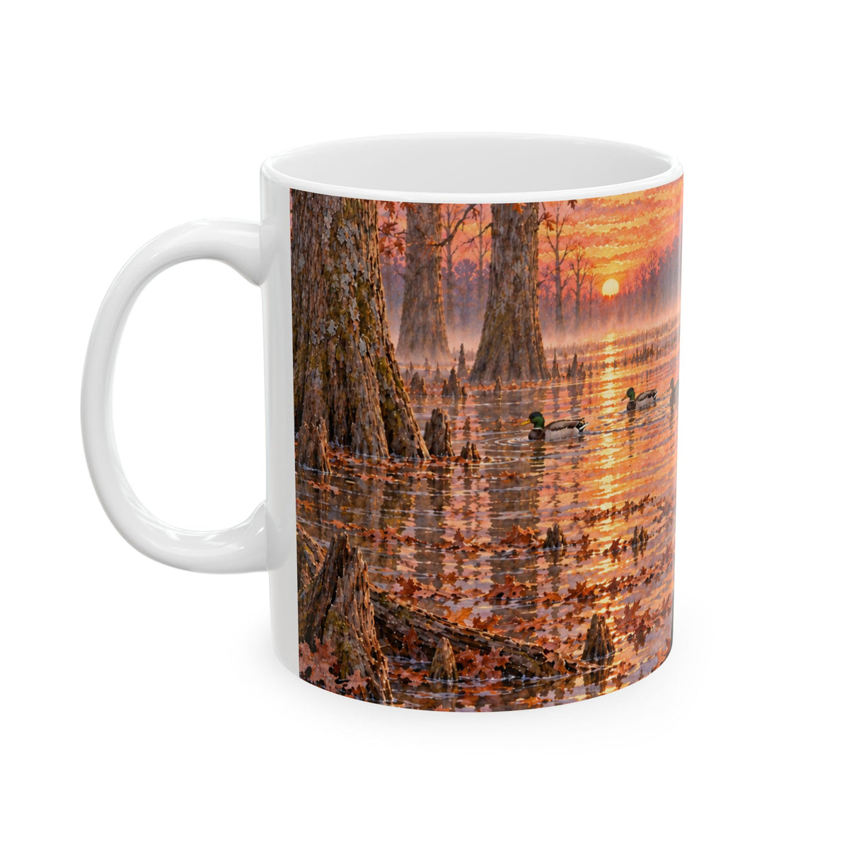 Hunting Dog Sunrise Ceramic Mug – Duck Hunter Coffee Cup (11oz & 15oz)