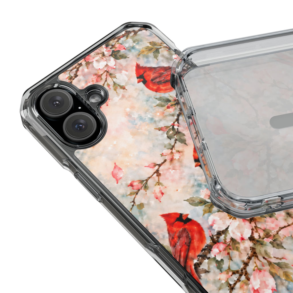 Clear Magnetic Phone Case — Cardinal Flock Scene