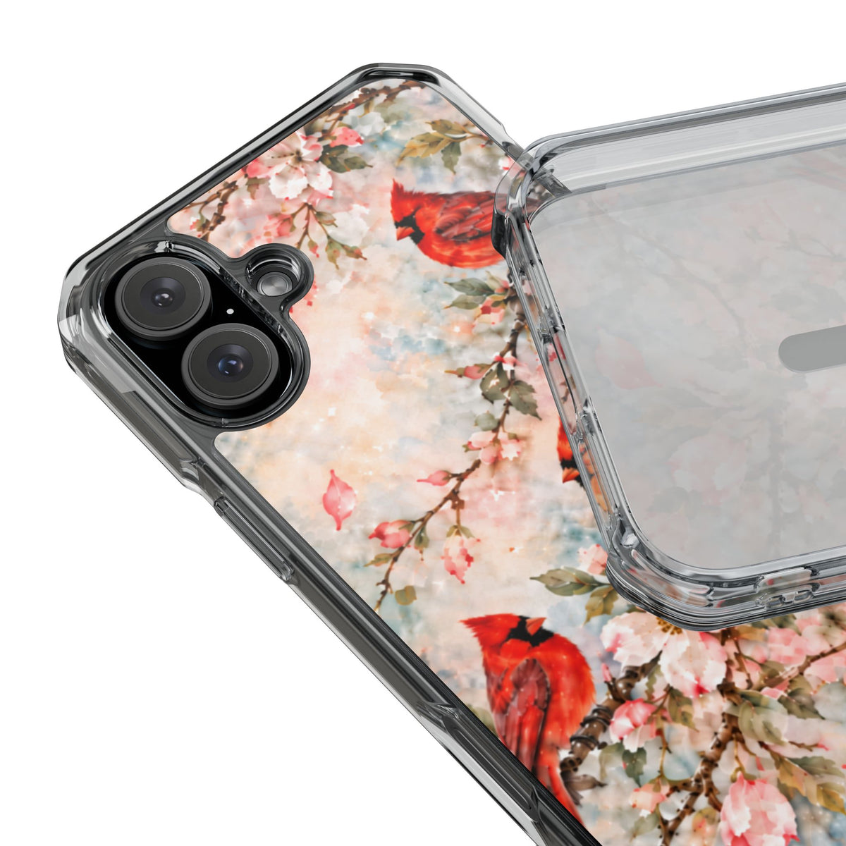 Clear Magnetic Phone Case — Cardinal Flock Scene