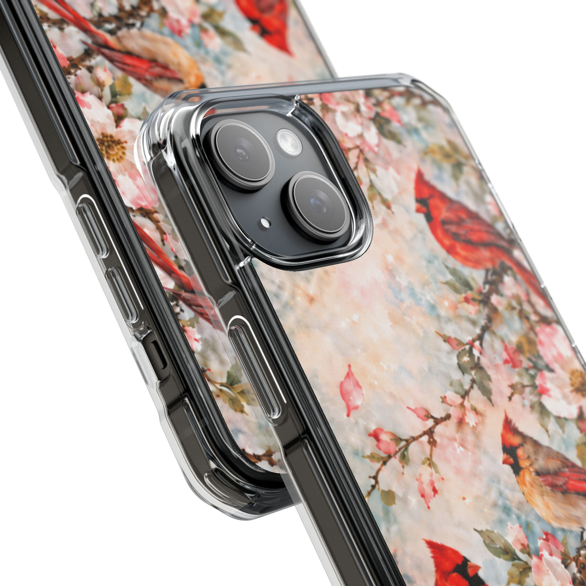 Clear Magnetic Phone Case — Cardinal Flock Scene