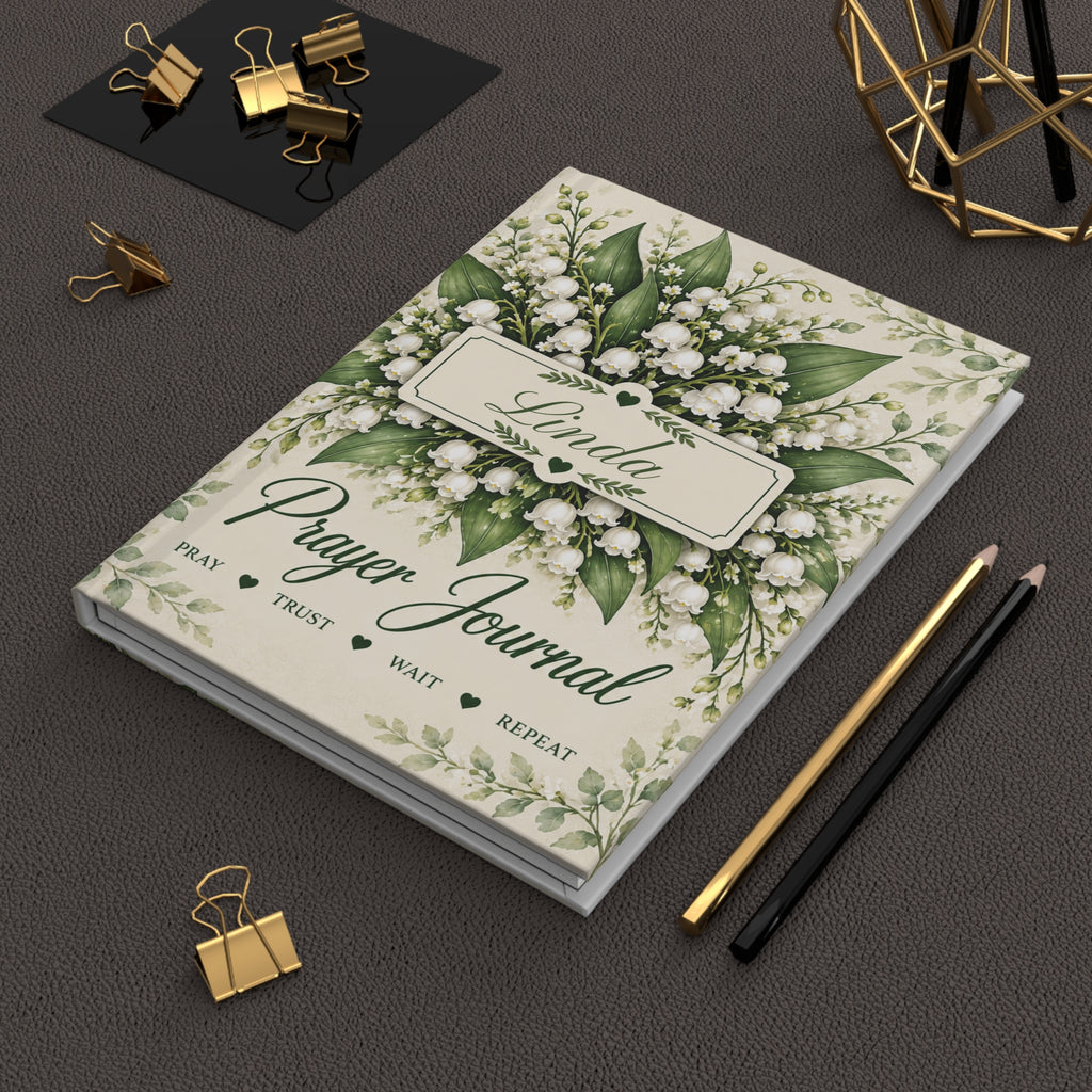 Personalized May Birth Flower Prayer Journal, Lily of the Valley Christian Journal with Name, May Birthday Gift for Her, Bible Verse Journal