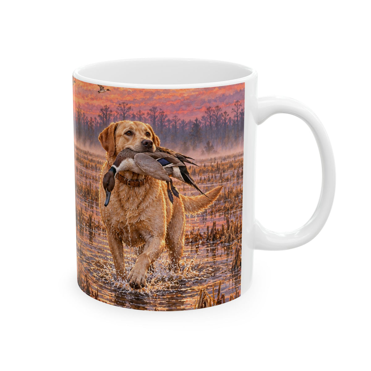 Duck Hunting Mug — Sunrise Marsh Scene Ceramic Coffee Cup (11oz, 15oz)