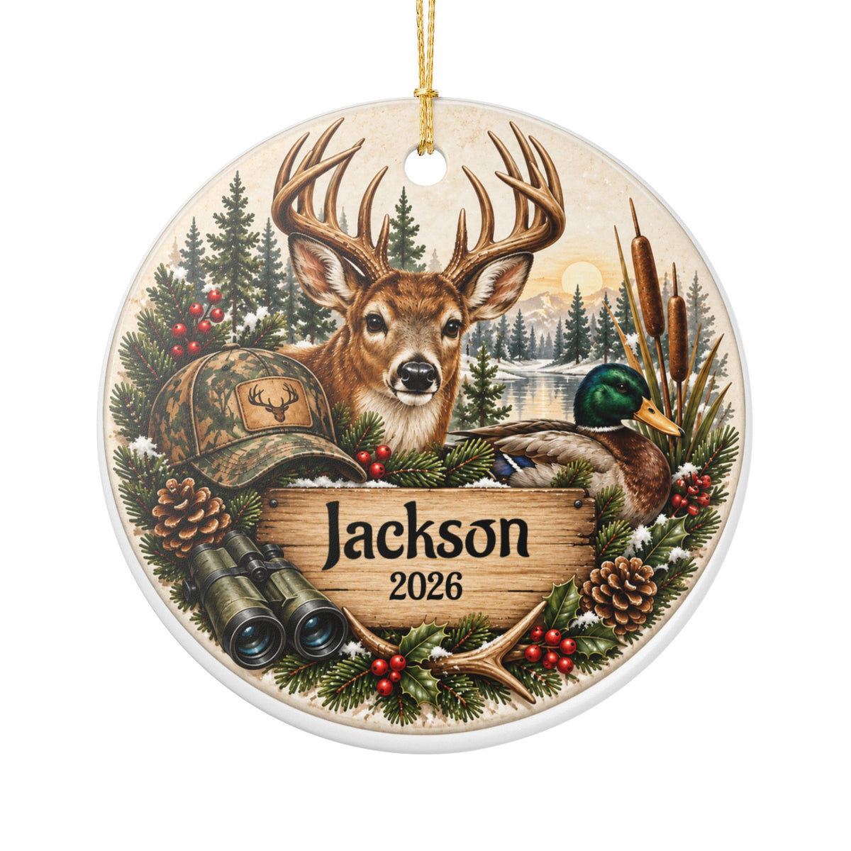 Personalized Christmas Ornament, Custom Name Family Keepsake, Holiday Wreath Ornament, Christmas Gift for Family, Friends or Memorial
