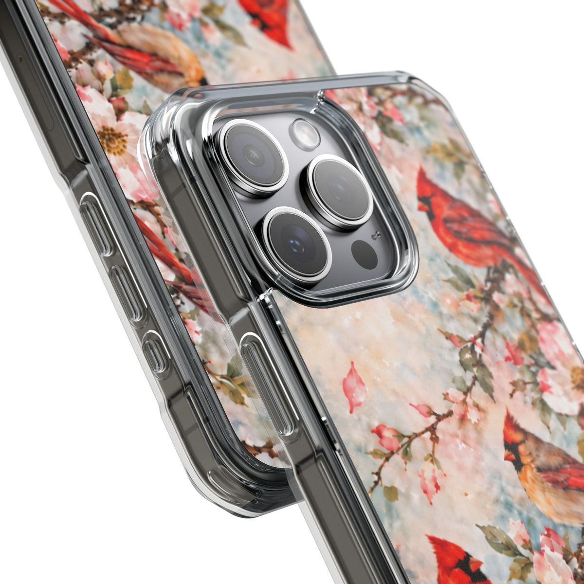 Clear Magnetic Phone Case — Cardinal Flock Scene