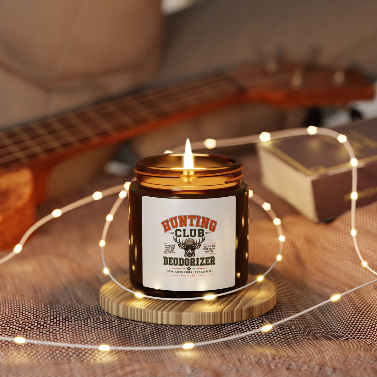 Hunting Club Scented Soy Candle — Deodorizer in Amber Jar
