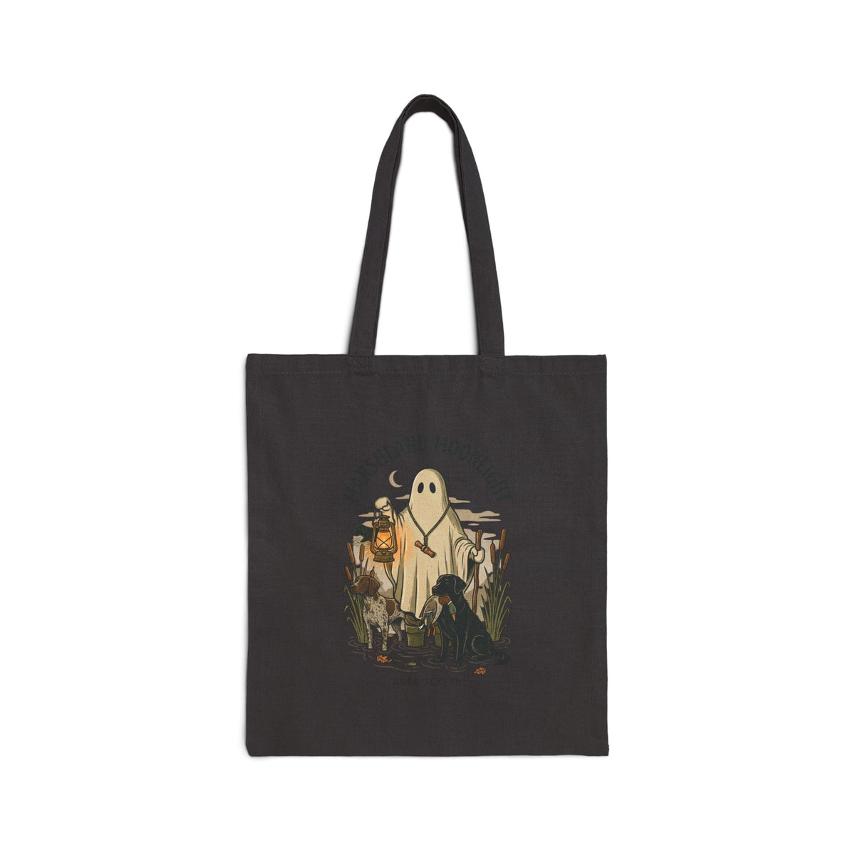 Marshland Moonlight Ghost Tote | Spooky Hunting, Vintage Halloween Canvas