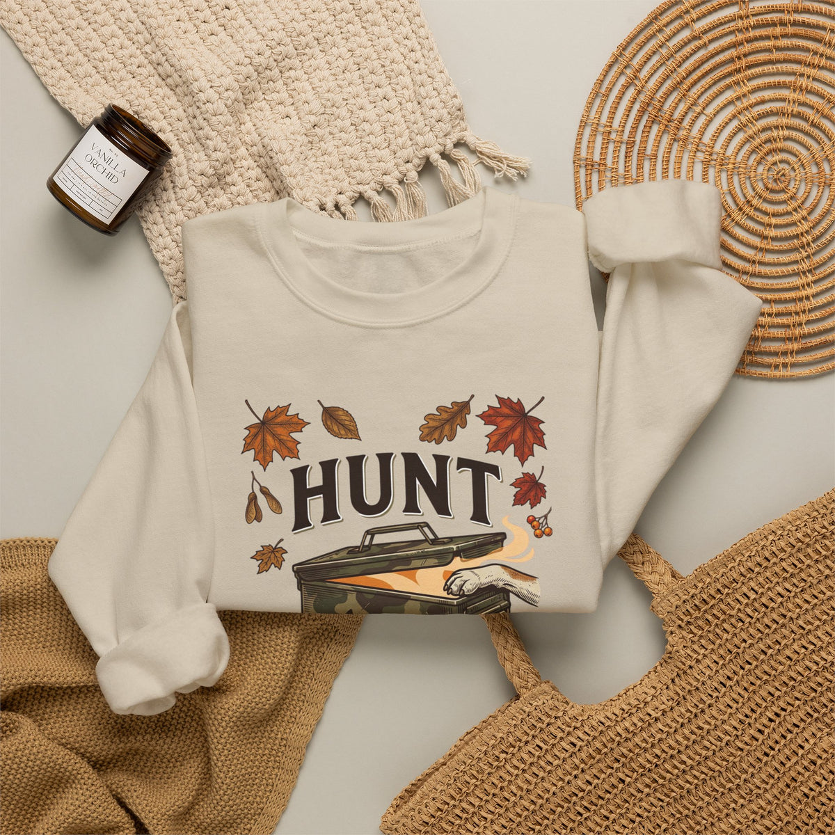 Hunt or Haunt Sweatshirt | Spooky Hunting, Halloween Fall Leaves