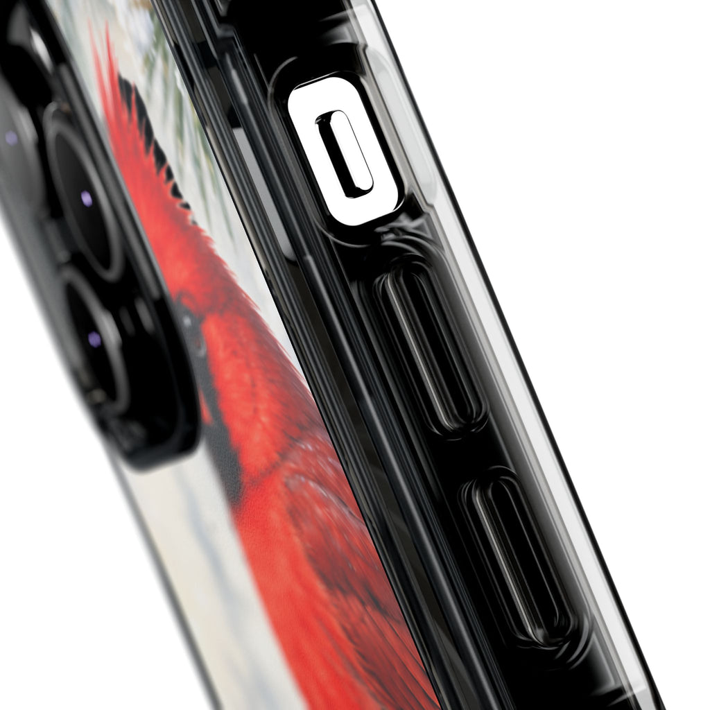 Clear Magnetic Phone Case — Winter Cardinal Scene