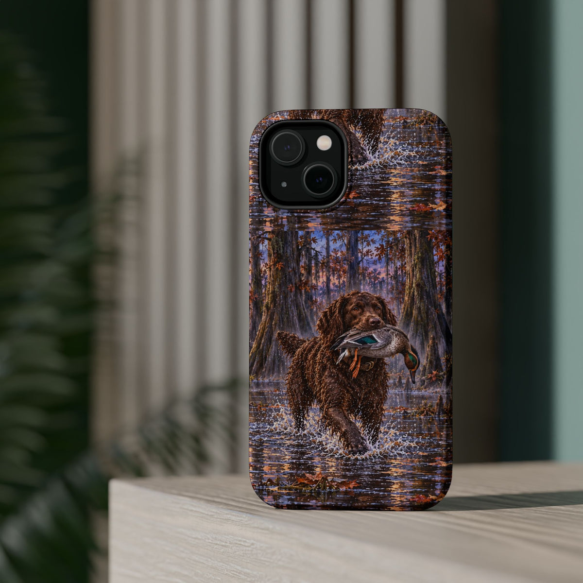 Clear Magnetic Phone Case — Boykin spaniel with Duck swamp