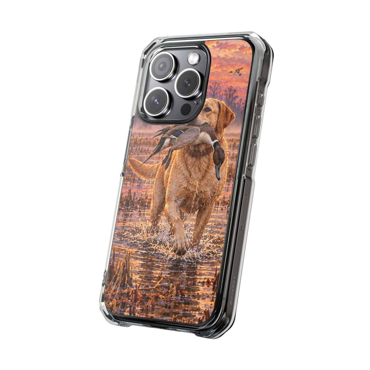 Clear Magnetic Phone Case — Lab in swamp with duck
