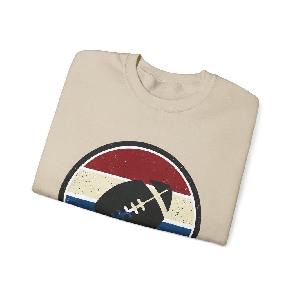 Retro Football Season Crewneck Sweatshirt | Vintage Stripe Football Logo