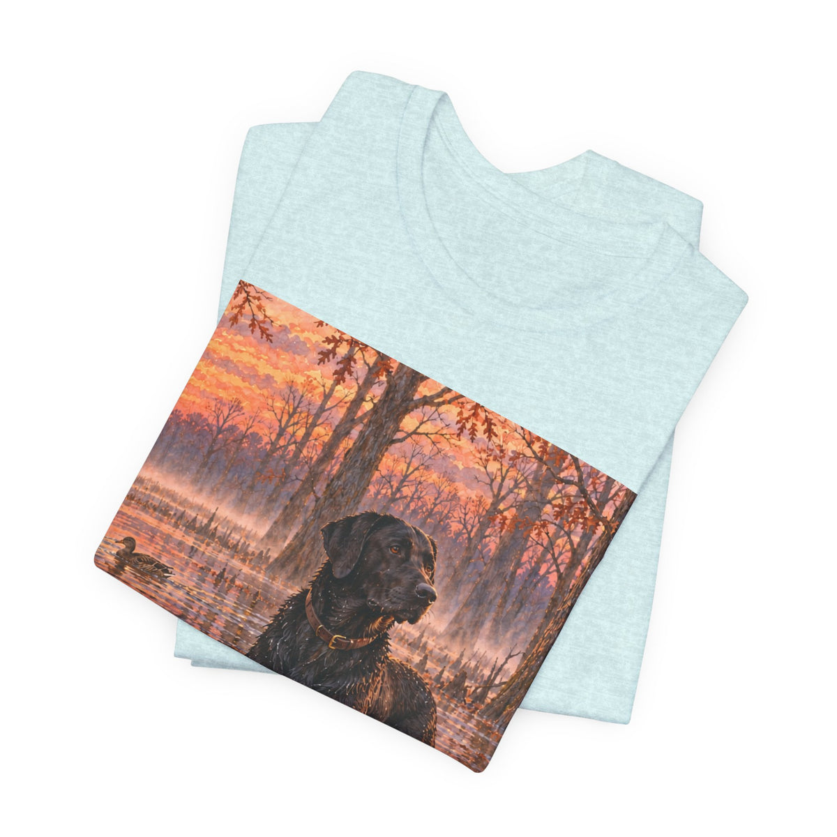 Sunset Bay Labrador Tee — Black Lab Dog Sunset Shirt