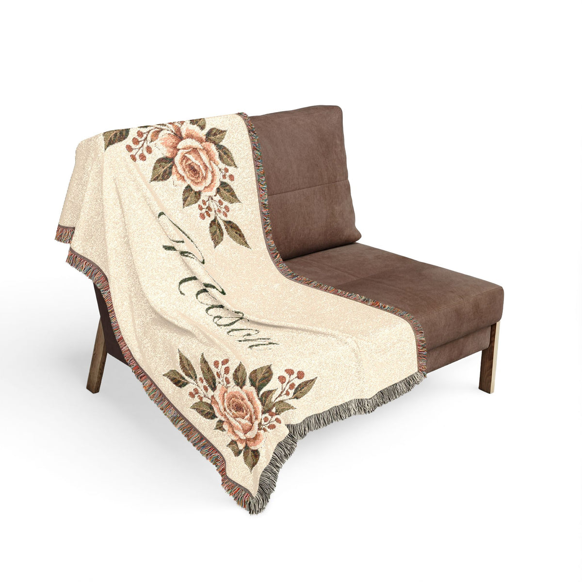Personalized Floral Woven Blanket — Custom Name or Initials